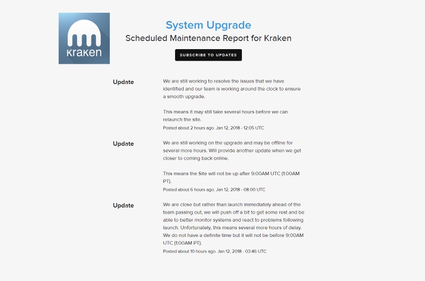 Kraken exchange updates