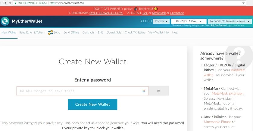 MyEtherWallet website