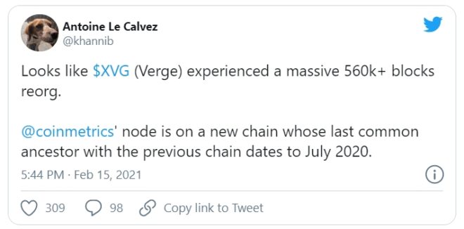 Verge 560k blocks reorg