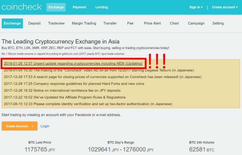 Coincheck NEM hacked